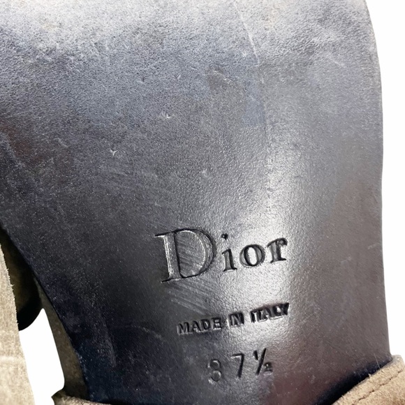 DIOR Strappy Brown Taupe Suede Leather Biker Short Boot 37.5 US 7.5 - Picture 5 of 10